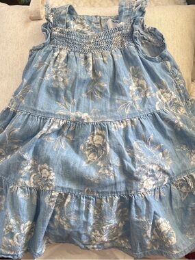 Old Navy Light Blue Floral Tiered A-Line Skirt